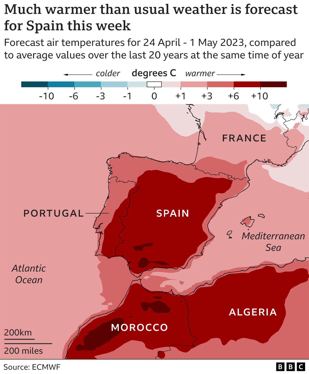 Climate change Spain breaks record temperature for April BBC News