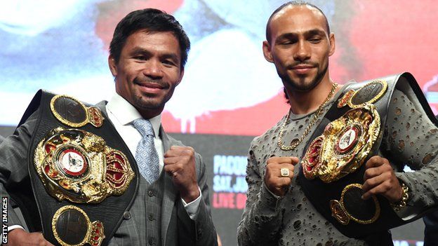 Manny Pacquiao and Thurman fight at the MGM Grand in Las Vegas on Saturday