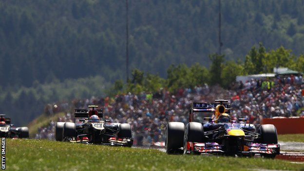 Sebastian Vettel leading the 2013 German GP at the Nurburgring