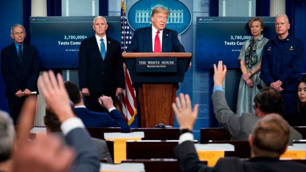 Trump durante una rueda de prensa en la Casa Blanca.