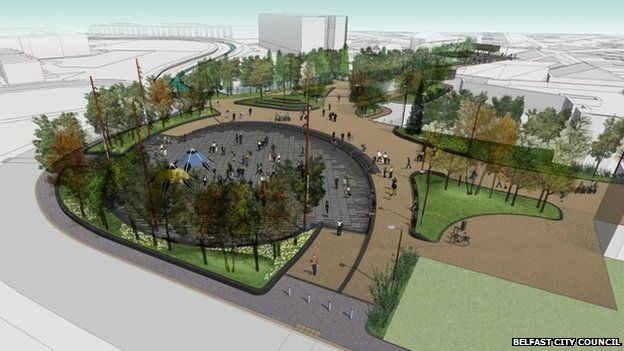 An artist's impression of the new civic square in east Belfast