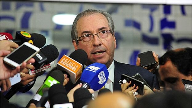 Cunha da entrevista no Salão Verde da Câmara