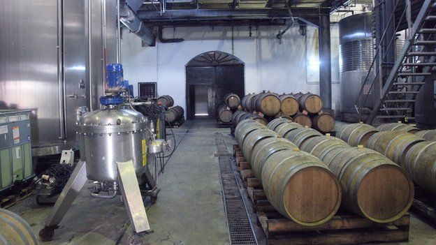 Wine maturing in barrels at Domaine Shadrapa