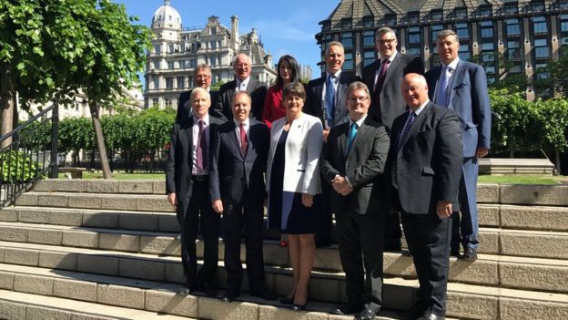 Arlene Foster and the 10 MPs Theresa May hopes will keep them in power