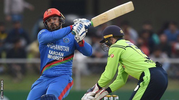 Afghanistan's Samiullah Shenwari in action against Ireland