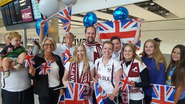 Members of Wapping Hockey Club turned out in force to welcome GB's athletes home