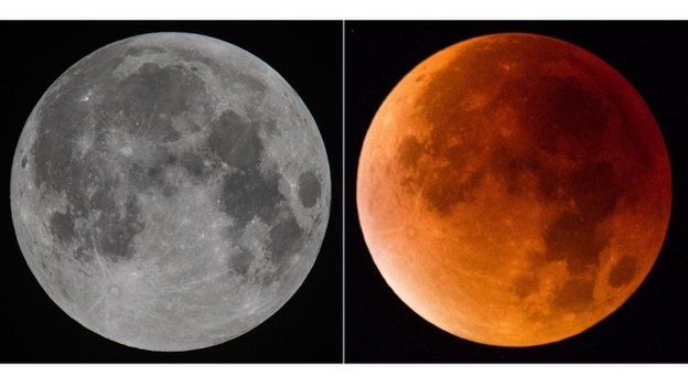 Lua com e sem efeito de eclipse
