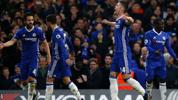 Chelsea's Gary Cahill celebrates his goal