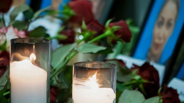 A memorial to the Ukrainian victims at the airport in Kiev