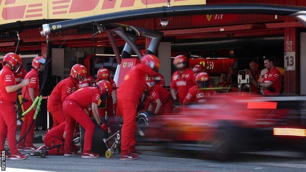 Ferrari's Charles Leclerc in the pits