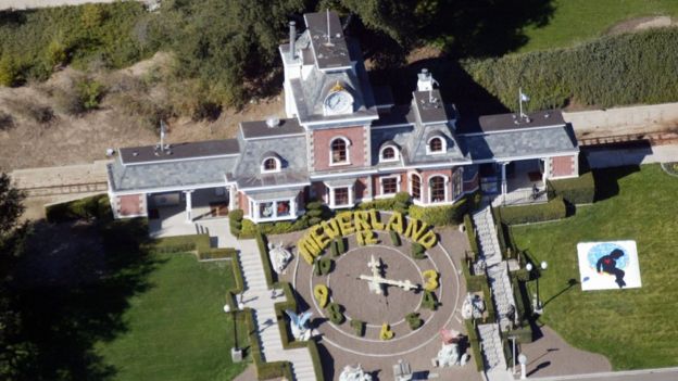 An aerial view of Michael Jackson's Neverland ranch