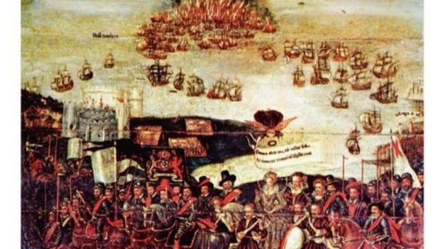 Los españoles usaron alrededor de 130 barcos.