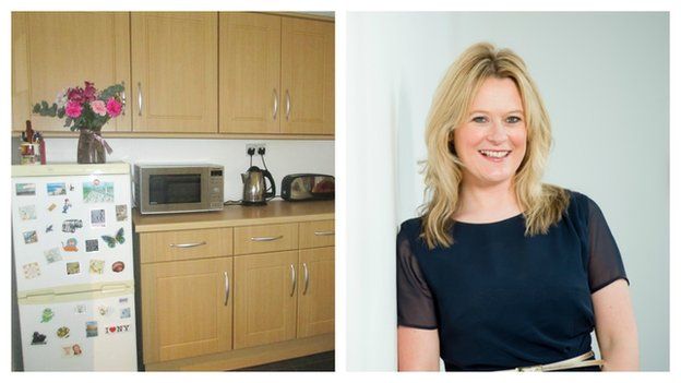 Yvonne Evans sydd yn cesio rhagweld y tywydd yn y gegin hon