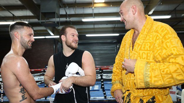 Taylor's trainer Ben Davison was reunited with Tyson Fury at the pre-fight training camp in Las Vegas