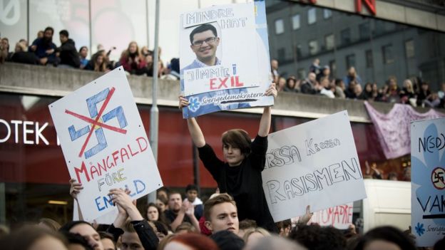 Protesto contra a extrema-direita na Suécia