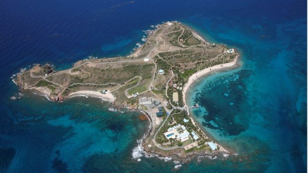 Vista aérea de la isla Little St. James
