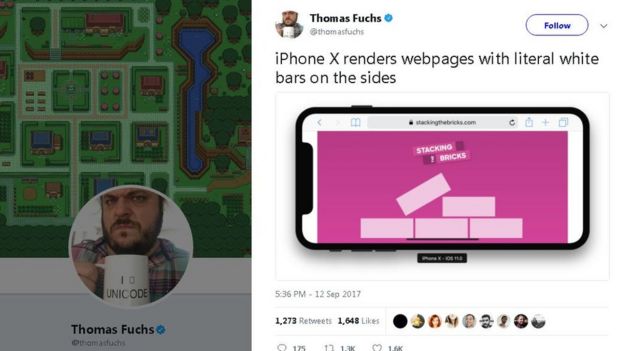 Reprodução de postagem no Twitter de Thomas Fuchs