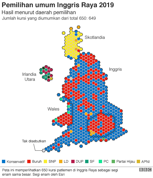 Peta hasil pemilu Inggris