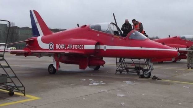 Flt Lt Sean Cunningham's Hawk on the ground at RAF Scampton