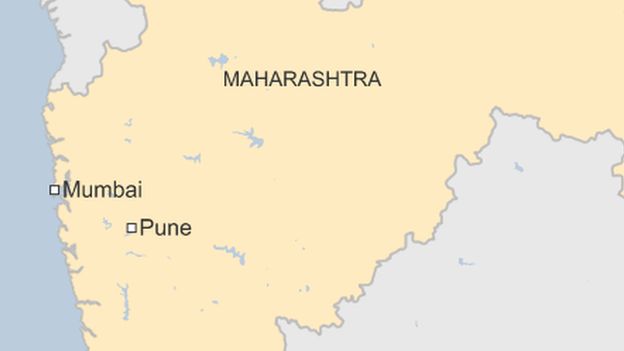 map of Pune in Maharashtra, India