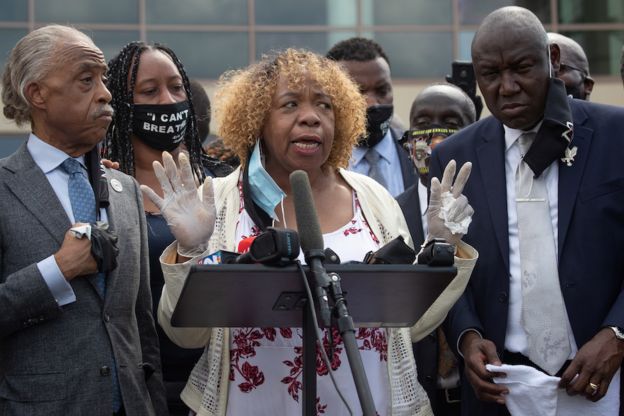 Eric Garner's mother speaks outside of George Floyd's visitation