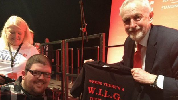 Campaigner Nathan Lee Davies with Jeremy Corbyn