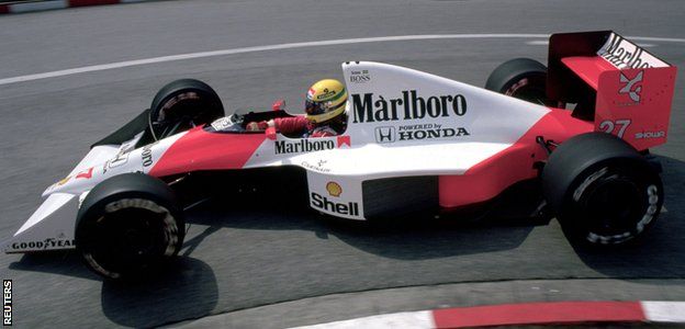 Ayrton Senna in action in his McLaren Honda during the 1990 Monaco Grand Prix