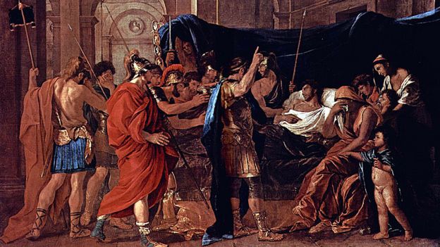 La muerte de Germánico por Nicolas Poussin 1627.