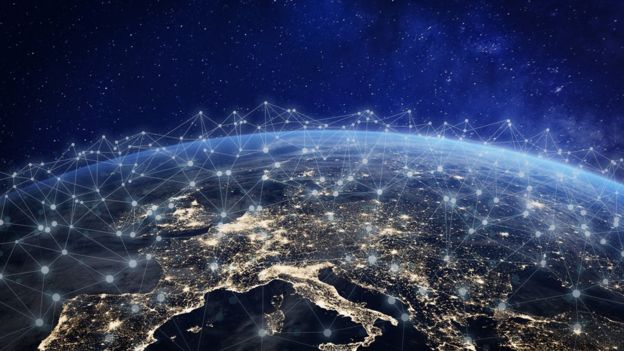 Vista de las telecomunicaciones en la Tierra.