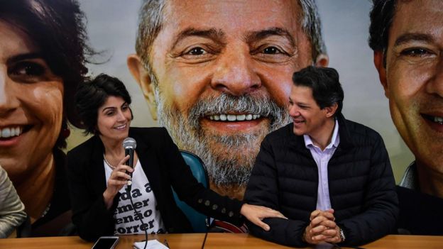 Manuela D'Ávila e Fernando Haddad em São Paulo