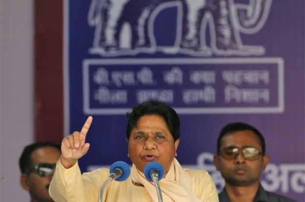 Bahujan Samaj Party (BSP) Chief Mayawati addresses an election campaign rally in New Delhi, India, May 10, 2019.