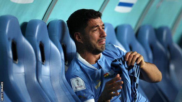 Luis Suarez in tears on the bench