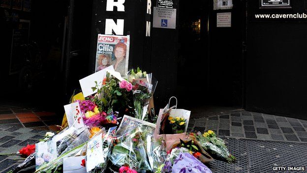 Tributes to Cilla Black outside the Cavern Club in Liverpool on 3 August 2015