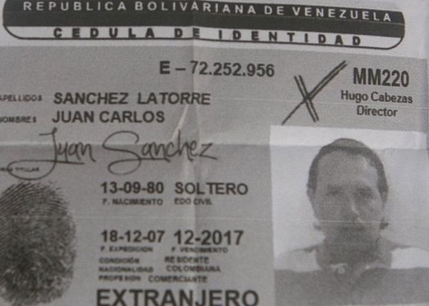 Documento de identidade de Juan Carlos Sánchez (Foto: Diário Versão Final)