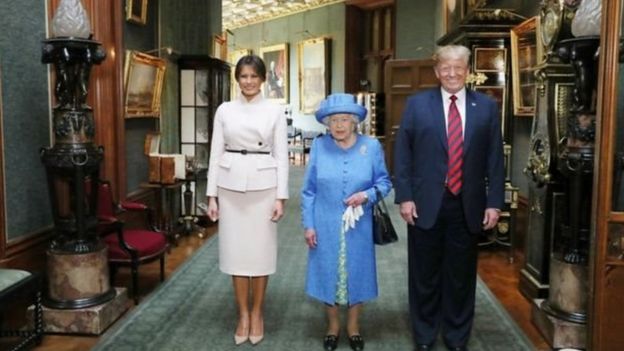 ترامب وميلانيا والملكة اليزابيت