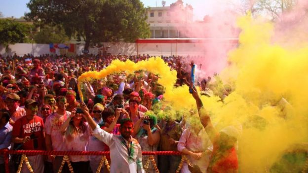 Fetsival Holi di Khasa Kothi, Jaipur, Rajasthan, India