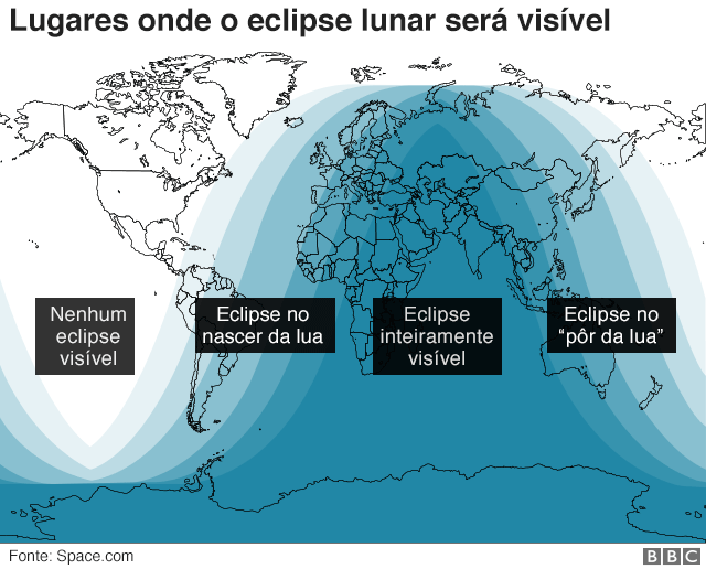 GrÃ¡fico sobre onde serÃ¡ visÃ­vel o eclipse