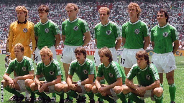 West Germany would gain revenge on Argentina in the 1990 final, Andreas Brehme (front, second from right) scoring the winner