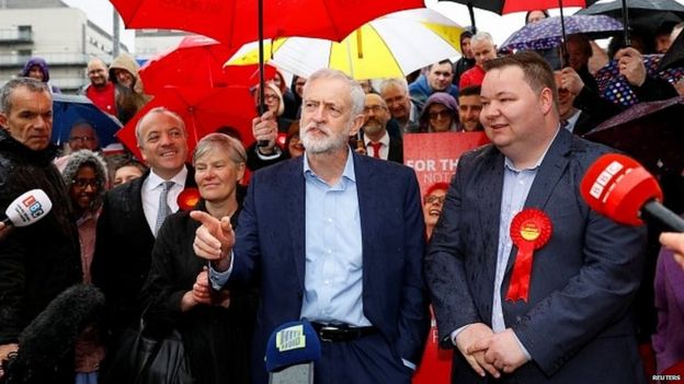 Jeremy Corbyn on a visit to Greater Manchester