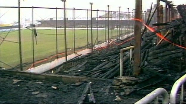 The aftermath of the fire at Valley Parade