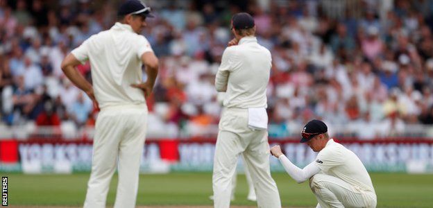 England react to a dropped catch