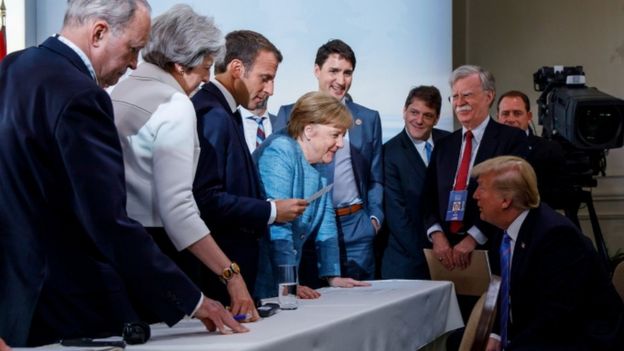 G7 leaders in La Malbaie, Quebec, Canada, on 9 June 2018