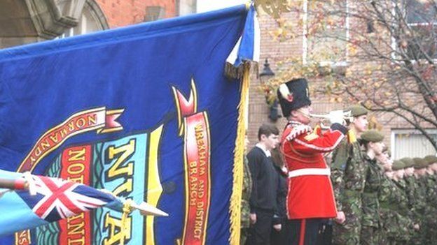 Flags and bugler in Wrexham