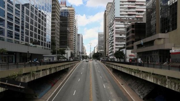A avenida Paulista, em São Paulo, vazia em 24 de março de 2020