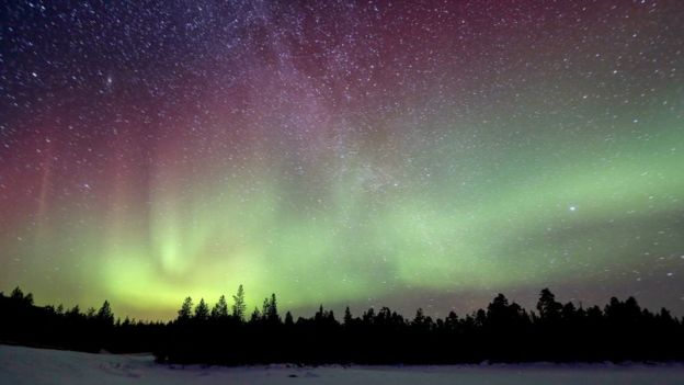 The Northern Lights appearing over Finland