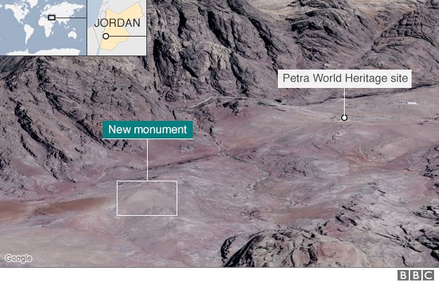 A map showing the ancient site of Petra
