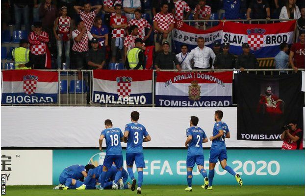 Azerbaijan players celebrate