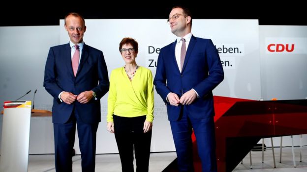 Christian Democratic Union (CDU) candidates for the party chair Friedrich Merz, Annegret Kramp-Karrenbauer and Jens Spahn