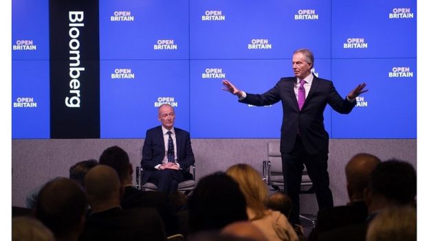 Tony Blair speaking in central London