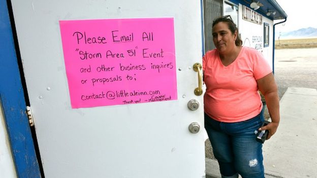 Connie West (R), owner of the Little A'Le'Inn, said Alienstock is still going ahead